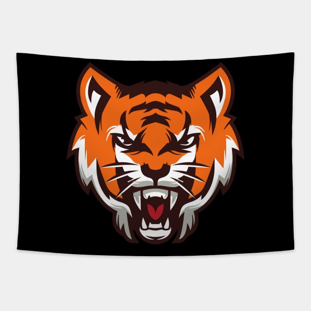 Tiger Roar Animated Aggressive Tapestry by Elysian Alcove