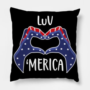 USA Love United States America Heart Hands Patriot Pillow