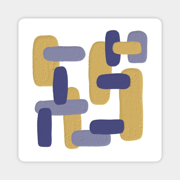 Abstract Blue and Mustard Geo Shapes Magnet by Cato99