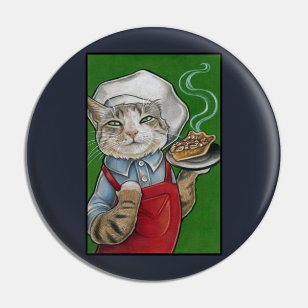 Cat Chef with Pecan Pie Pin by Nat Ewert Art