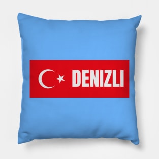 Denizli City in Turkish Flag Pillow