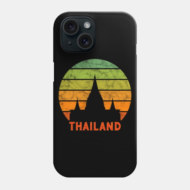 Thailand Temple Silhouette On A Rainbow Of Sunset Colors Phone Case by VintCam