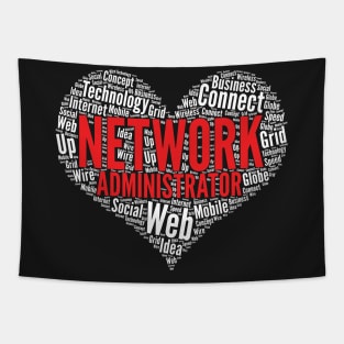 Network administrator Heart Shape Word Cloud Design print Tapestry