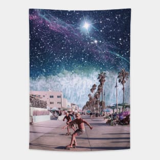 Starry Waves - Space Aesthetic, Retro Futurism, Sci Fi Tapestry