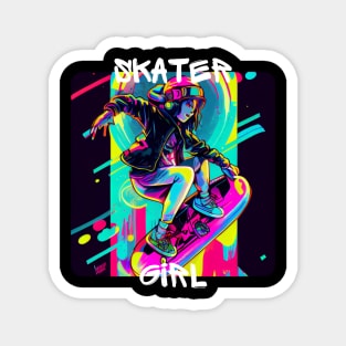 Lets Skate - Cool skater on the street - Graffiti Style 2 Magnet