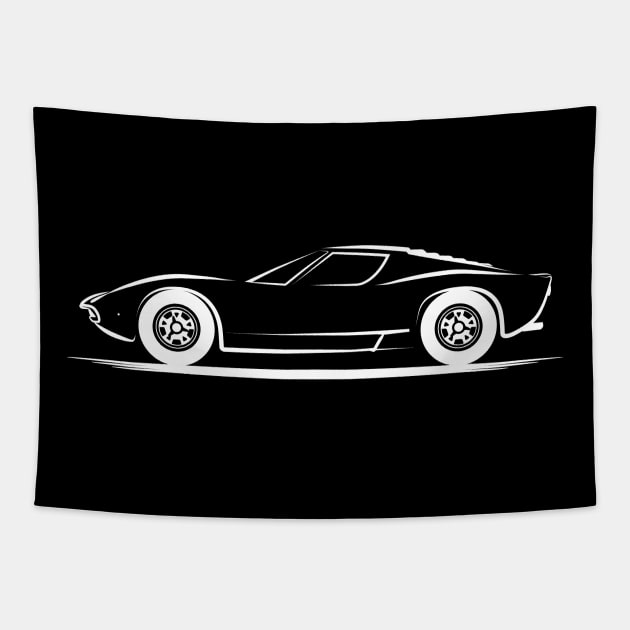 Lamborghini Miura P400 White Tapestry by PauHanaDesign