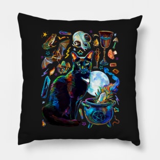 Dark Aesthetic Halloween Witch Pattern Pillow