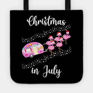 Funny Flamingo Pink Camping Car Christmas in July Tote