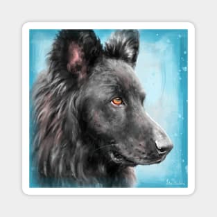 Painting of a Gorgeous Blue German Shepherd Looking to the Right Magnet