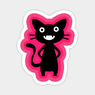 Pink and Black Cute Cartoon Cat Monster Magnet