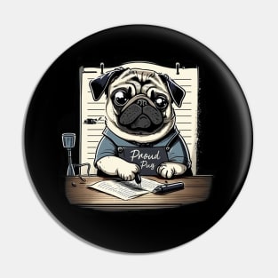 Pug Dog White Pin