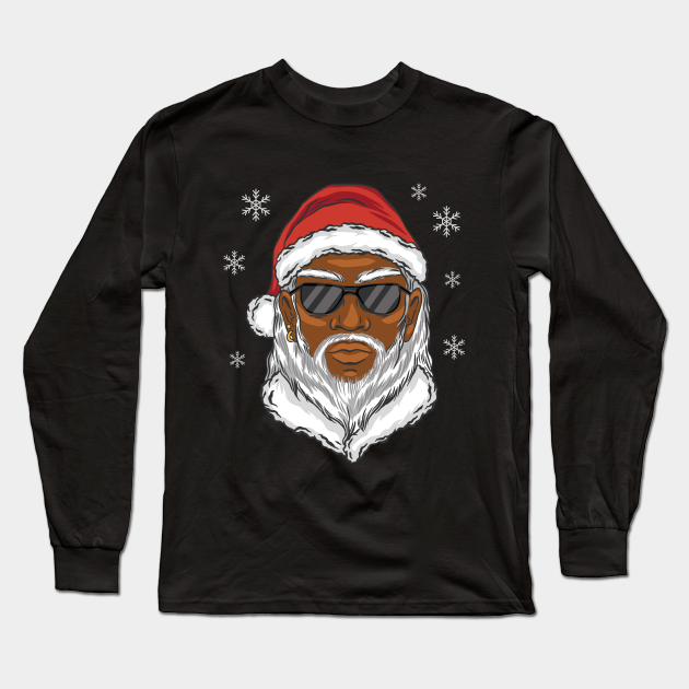 Afro-American Santa Claus Wearing Sunglasses Black Santa - Black Santa Claus - Long Sleeve T-Shirt
