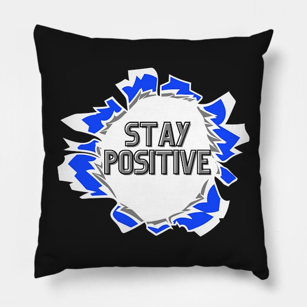 Stay Positive Purple and Gray Pillow by mebcreations