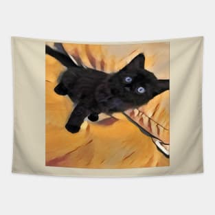 BLUE EYE CAT BLACK Tapestry