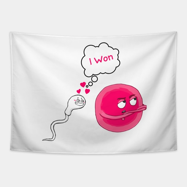 Cute Sperm and Egg Ovum Cute Couple Tapestry by labstud