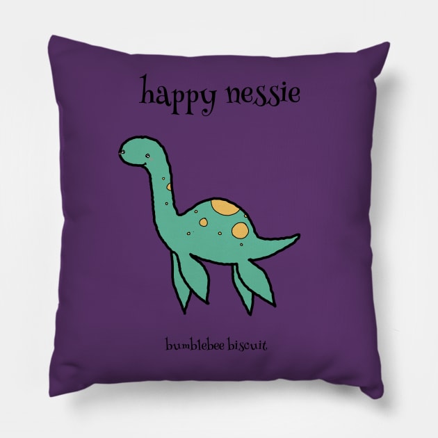 Happie Nessie by Bumblebee Biscuit Pillow by bumblebeebuiscut