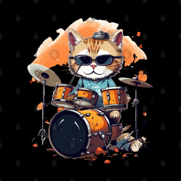 Cool Cat play on Drums by NatashaCuteShop
