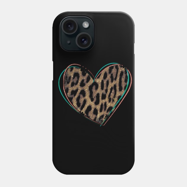 heart leopard Phone Case by DigitalCreativeArt