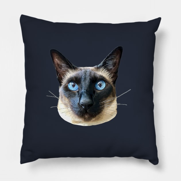 Siamese Cat Seal Point Blue eye beauty! Pillow by ElegantCat