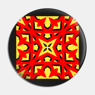 Yellow Red Doodle Abstract Art Pin