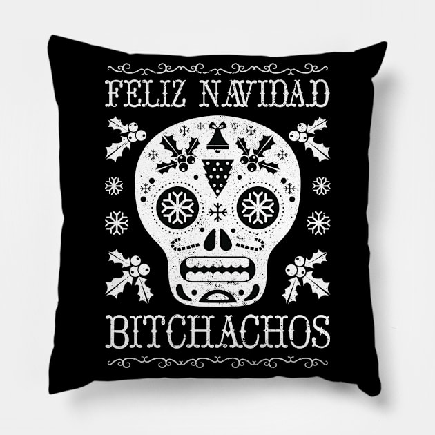 Feliz Navidad Bitchachos Pillow by Eclecterie