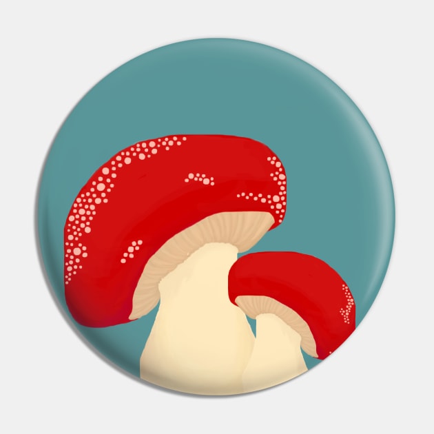 Cute Mushrooms with Red Caps Pin by Punderstandable