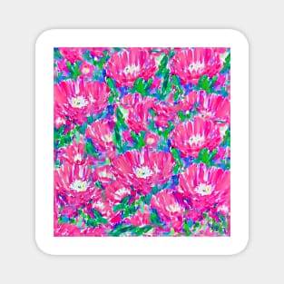 Pink daisies field watercolor drawing Magnet