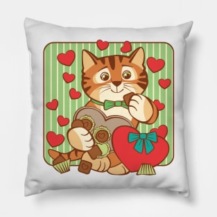 Valentine Cat Heart Chocolate Pillow