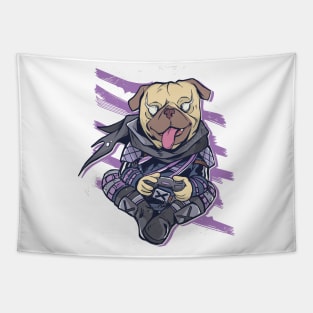 Funny Pug Gamer Tapestry