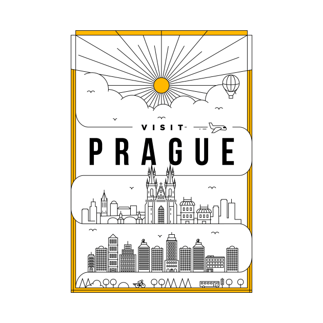 Prague Minimal Lineal Poster by kursatunsal