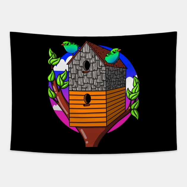 Two Story Birdhouse Tapestry by The Craft ACE