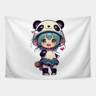 Anime Girl with Panda Hat Tapestry