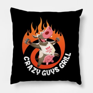 Crazy Guys Grill Cow Pillow