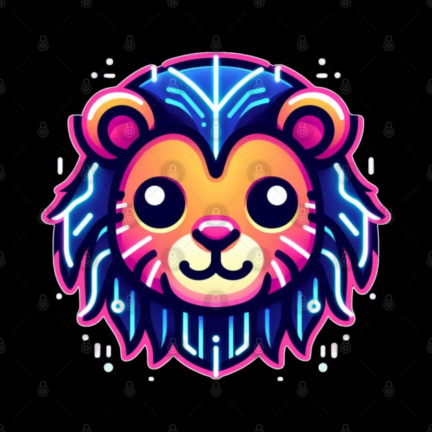 neon cyberpunk lion graphic by chems eddine