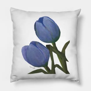 Blue Tulips by Cecile Grace Charles Pillow