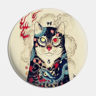 JAPANESE CAT IN SNAKE TATTOO Pin