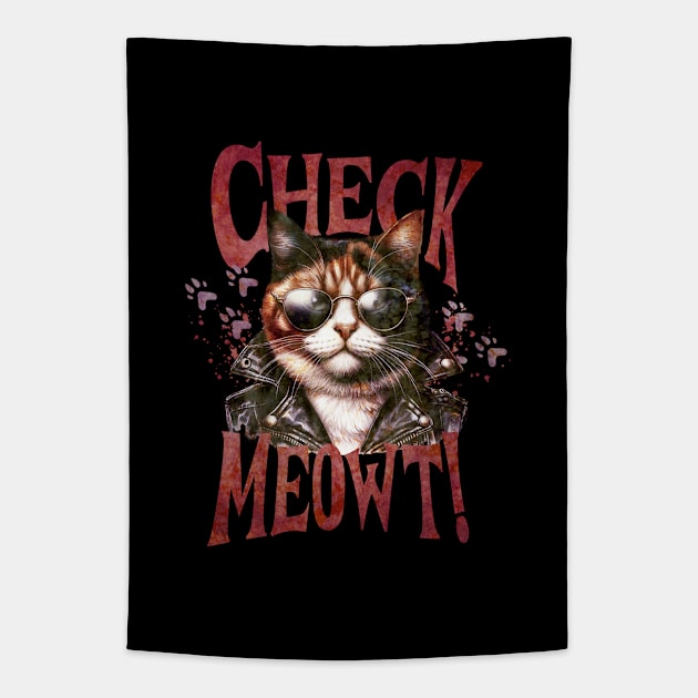 Funny Calico Cat Parody Meme Funny Cute Cat Lover, distressed effect Tapestry by Collagedream