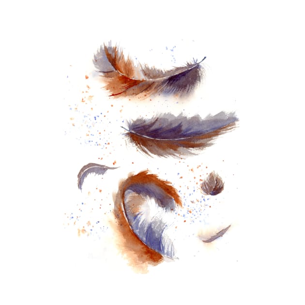 Watercolor falling feathers by PaintsPassion