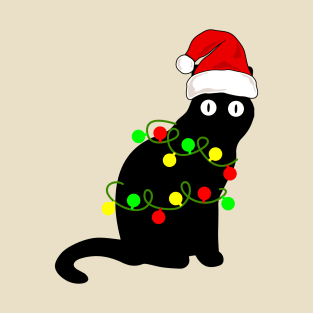 black cat christmas lights T-Shirt