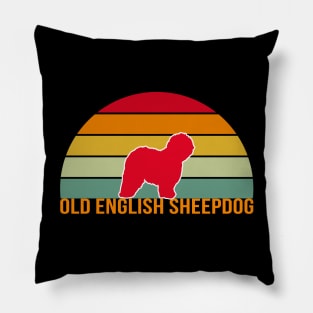 Old English Sheepdog Vintage Silhouette Pillow