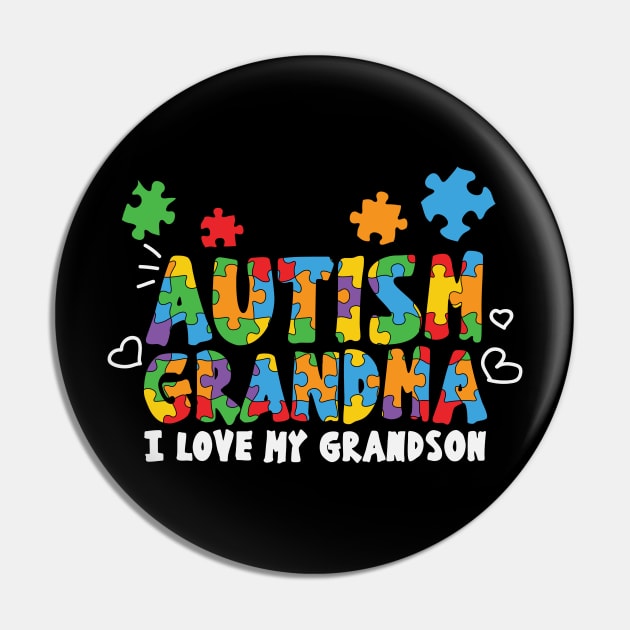 Autism Awareness - Grandma Pin by Peter the T-Shirt Dude