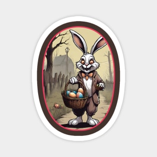 Dark Easter: Creepy Bunny with Chocolate Eggs (Concept Art Illustration) Magnet