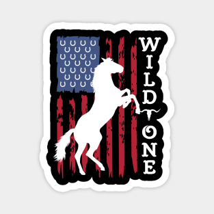 Wild One Horse Lover American Flag Vintage Distressed Magnet