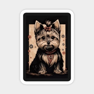 Super Cute Yorkshire Terrier Puppy Portrait Japanese style Magnet