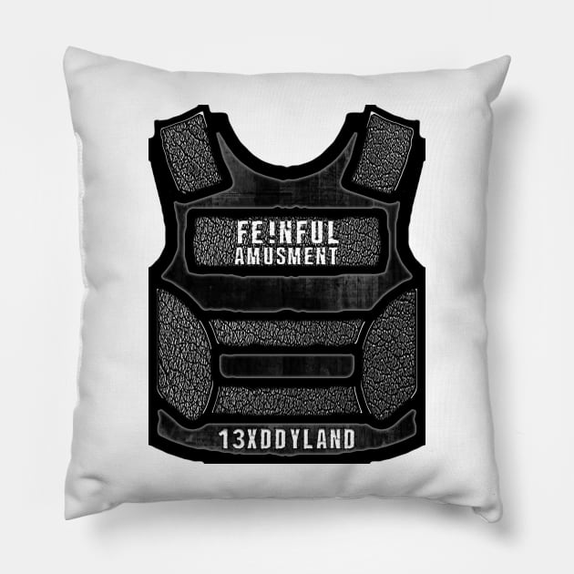 13XD XMY ''13XDDYLXND 5'' (RIOT VEST) Pillow by KVLI3N