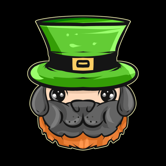 Kawaii Pug With Red Beard And Green Hat For St. Patricks Day by SinBle