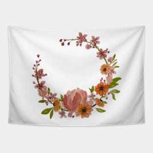 asymmetrical floral wreath Tapestry