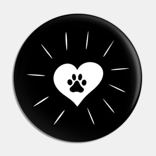 Paw print with heart Pin