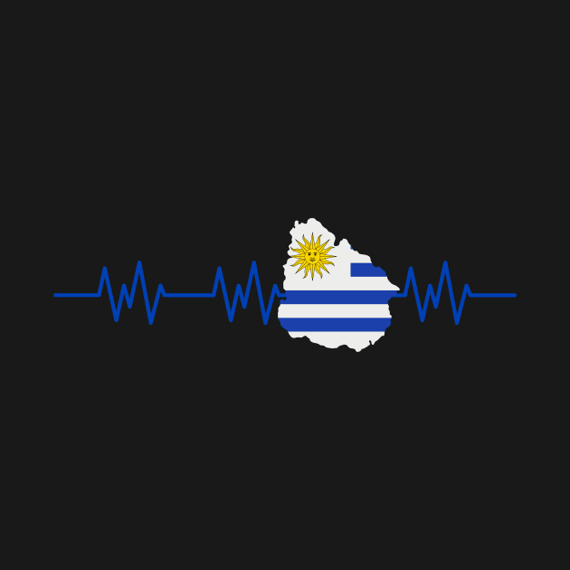 Uruguay Heartbeat Flag Pulse by Foxxy Merch