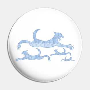 Sea Blue Wave Hawaiian Pattern Mythic Sea Lion Pin